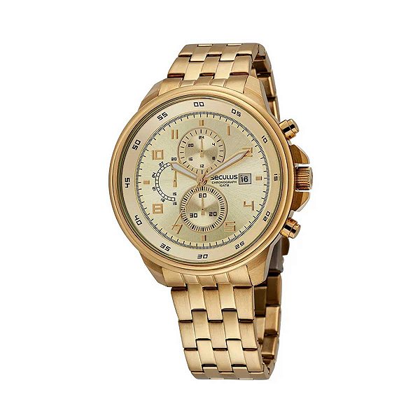 Relógio Masculino Seculus Cronógrafo 44060GPSVDA1 Dourado