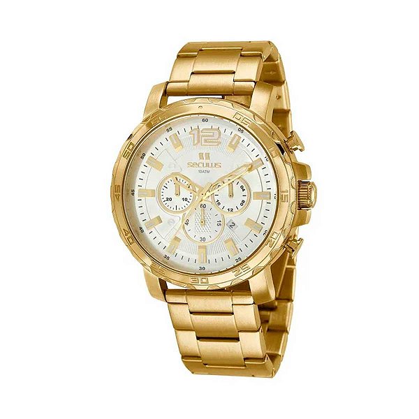 Relógio Masculino Seculus Cronógrafo 20985GPSVDA3 Dourado