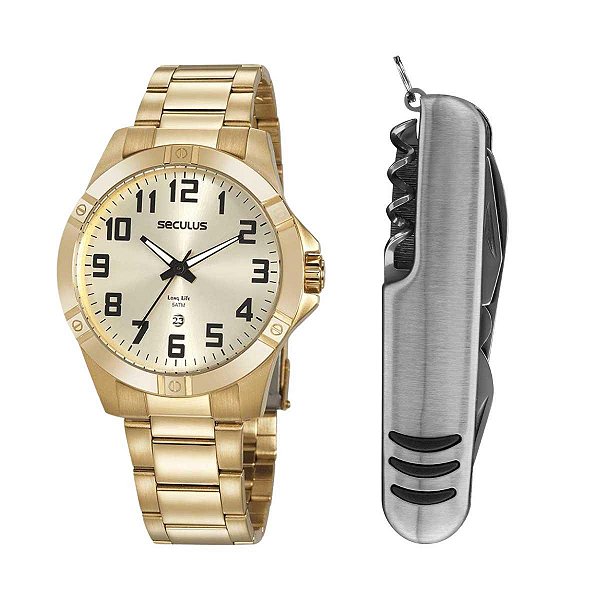 Kit Relógio Masculino Seculus + Multifunções 20959GPSVDA2