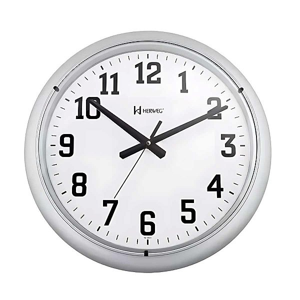 Relógio de Parede Herweg 40cm 660129-070 Prata Metálico