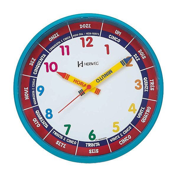 Relógio de Parede Herweg 26cm Quartz 6690-267 Azul Turqueza