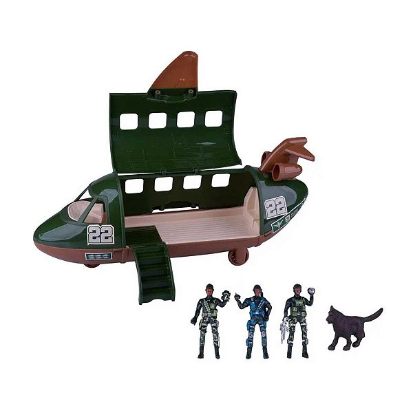 Brinquedo Avião Force Militar Samba Toys Ref.466 Verde