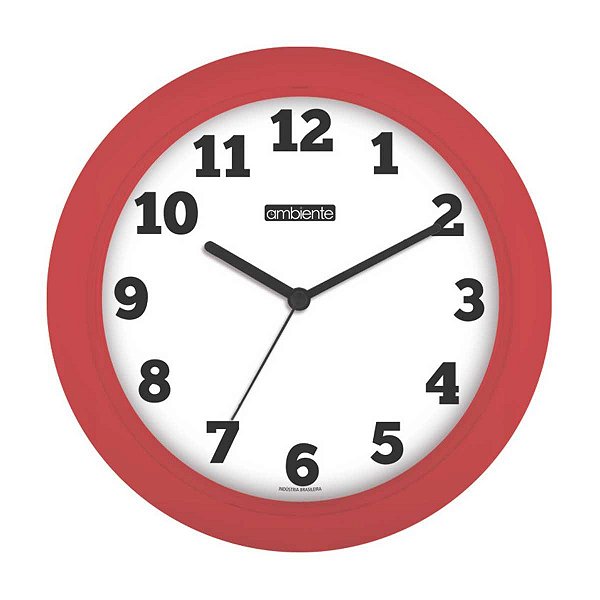 Relógio de Parede Ambiente 25cm Quartz 191300-044 Vermelho