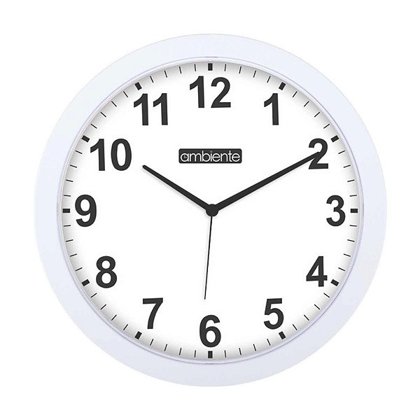 Relógio de Parede Ambiente 28cm Quartz 1926-021 Branco