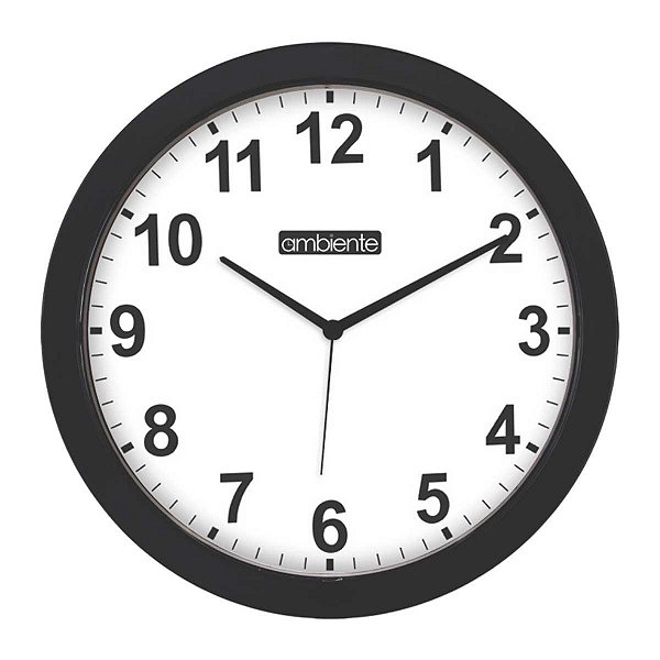 Relógio de Parede Ambiente 28cm Quartz 1926-034 Preto