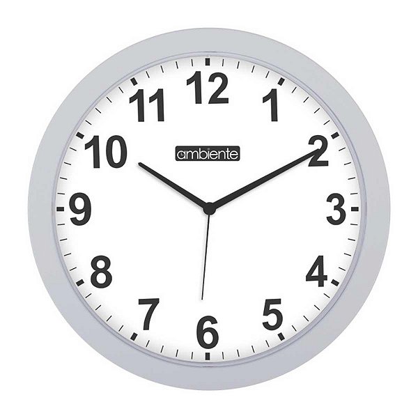 Relógio de Parede Ambiente 28cm Quartz 1926-024 Cinza