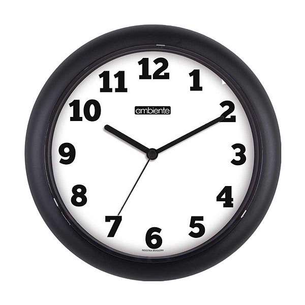 Relógio de Parede Ambiente 25cm Quartz 191300-034 Preto