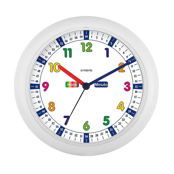Relógio de Parede Ambiente 25cm Educativo 119009-021 Branco