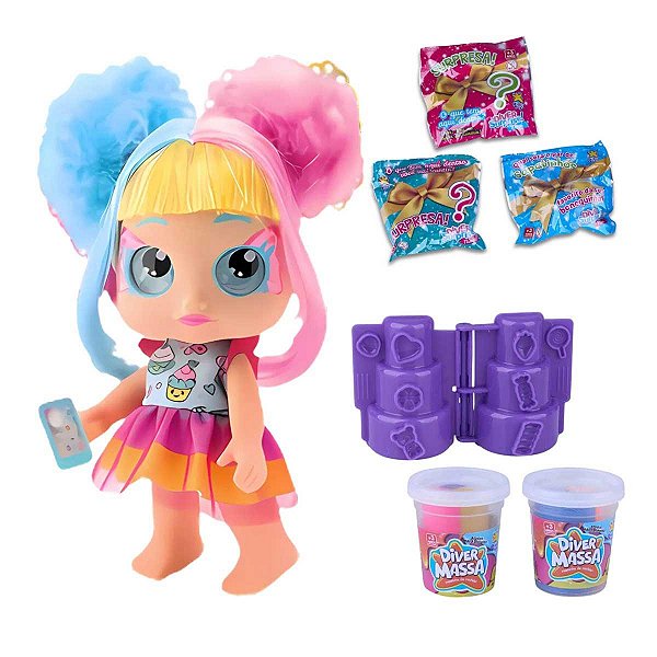 Boneca Diver Surpresa Aniversário Divertoys R.8278 Azul/Rosa