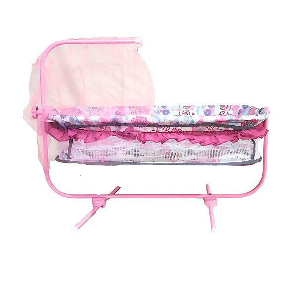 Berço de Bebê Para Boneca Mep Kids Ref.A2 Rosa Flores