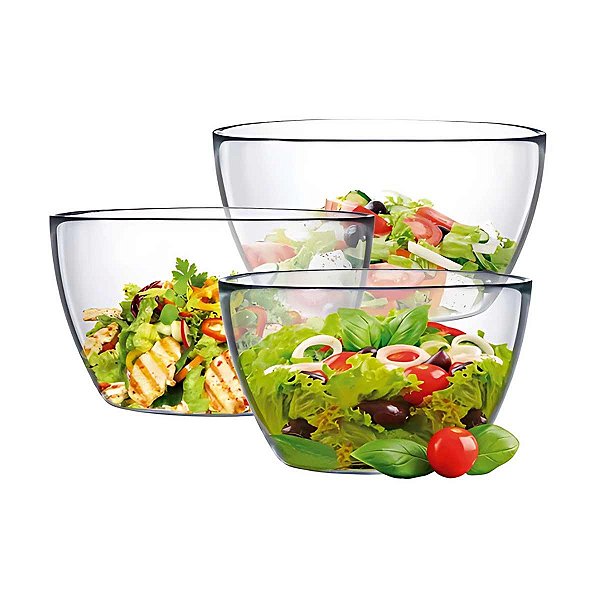 Conjunto Saladeira de Vidro Ruvolo 3Pçs Tropical  Ref.4180682