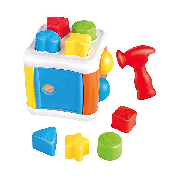 Cubo Com Blocos e Martelo Multikids Primeira Infância BR2166