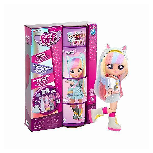 Boneca Cry Babies Bff Jenna Multikids BR2083 Verde e Rosa