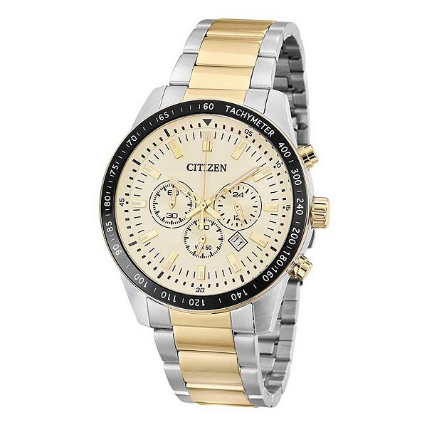 Relógio Masculino Citizen Cronógrafo TZ30802E Prata/Dourado