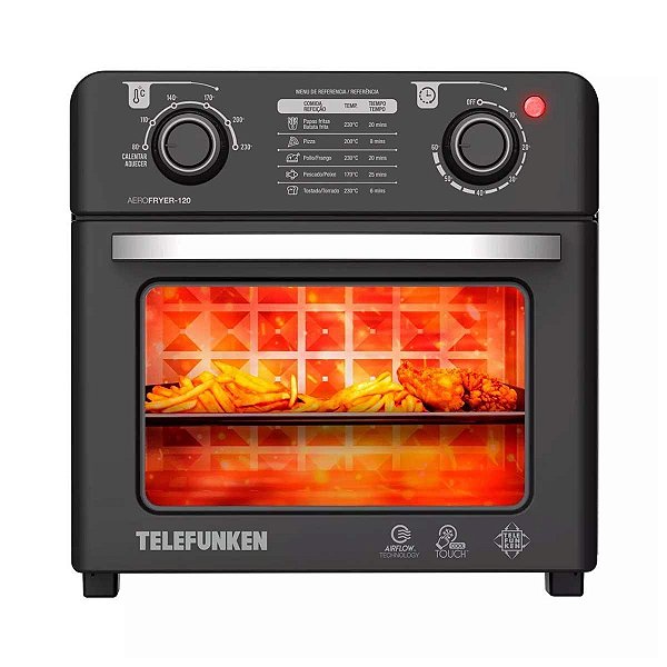 Forno Com Air Fryer Telefunken 12L Aero Fryer 120 Preto 220V