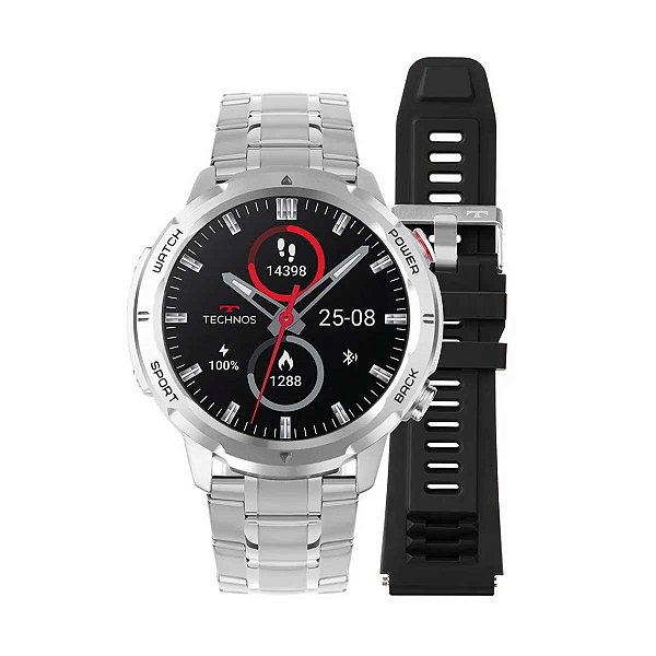 Smartwatch Technos Troca-Pulseira TSPORTSCAA/6K Preto/Prata