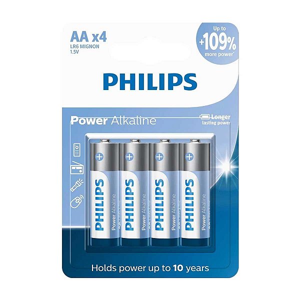 Pilhas Alcalina AA Philips 4 Unidades LR6P4B/59 - 1.5V