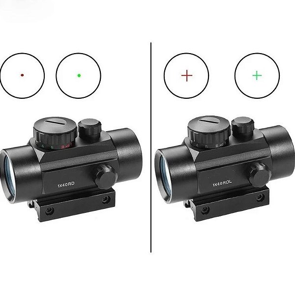 Red Dot 1x40 Formato da mira Ponto ou Cruz Trilho 11/22mm