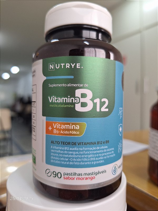 Vitamina B12 Metilcobalamina + Vitamina B9 - 90 pastilhas mastigáveis