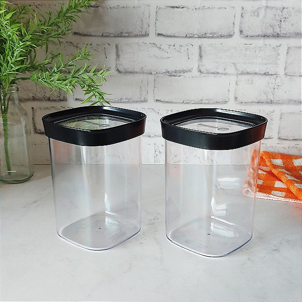 Conjunto 2 potes 1000ml quadrado Helsim