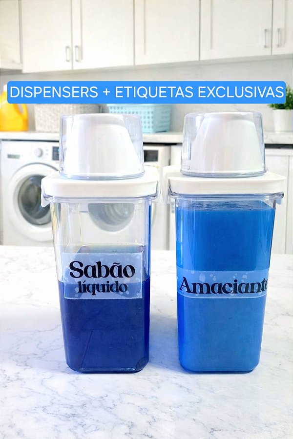 Dispenser Lavanderia 1,5L - Amaciante, Sabão em Pó, Sabão Líquido, Tira Manchas
