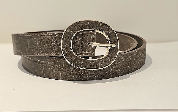 Cinto croco fivela dourada