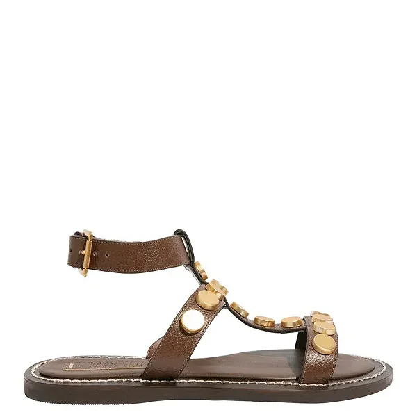 Rasteira Santa Lolla Couro Tachas Marrom