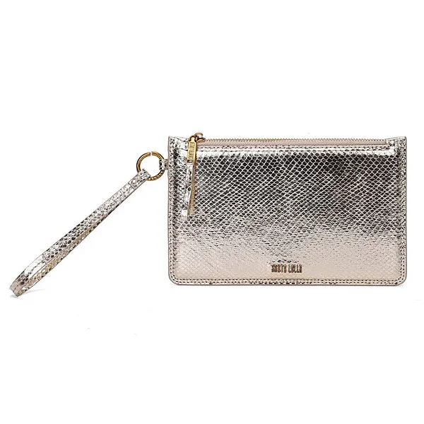 Clutch Santa Lolla Dourada Metalizada Alça De Mão