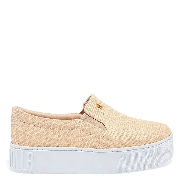 Tenis Slip On Santa Lolla Palha Natural Sola Alta