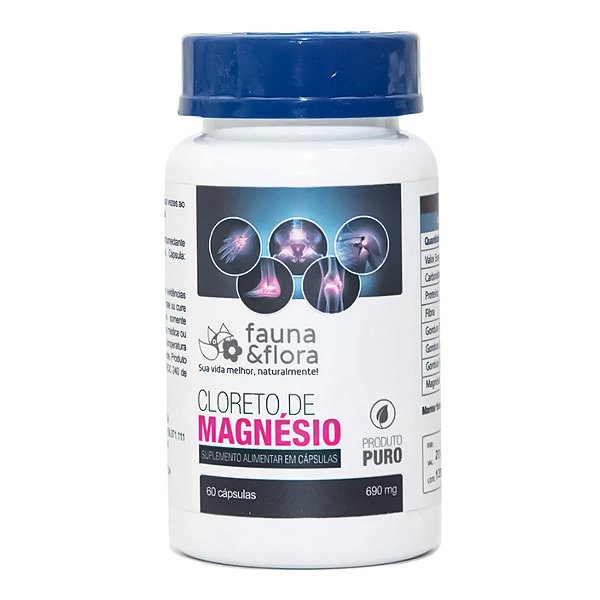 Cloreto de Magnésio P.A 690mg (60 capsulas) - Fauna e Flora