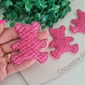 Aplique Ursinho de Lã - Pink - Unidade