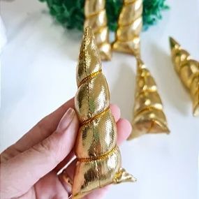 Chifre de Unicórnio Dourado 10cm - Unidade