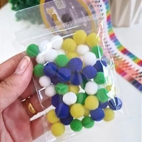 Pompom Mini (1cm) Cores Escolar - 50 unidades mistas