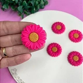 Aplique Emborrachado Girassol Rosa Pink - Unidade