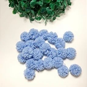 Pompom de Malha (Renda) - 2,5cm - Azul bebê  - Unidade