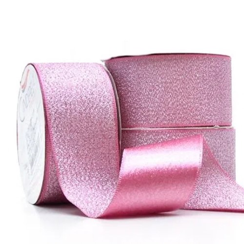 Fita de Cetim com Lurex - Rosa Hera - Cinderela