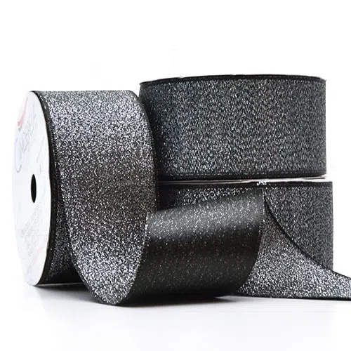 Fita de Cetim com Lurex - Preto - Cinderela
