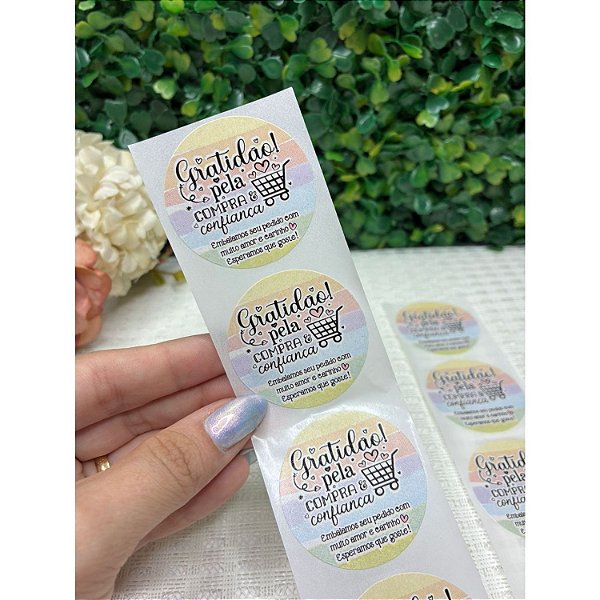 Adesivo de Agradecimento redondo 4x4cm 10und - modelo 10