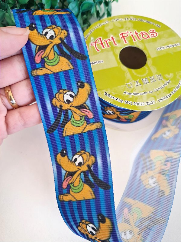 Fita de Gorgorão Estampada Art Fitas 38mm Pet - Azul Pluto