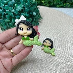 Aplique de Biscuit Boneca Sereia Verde - Unidade
