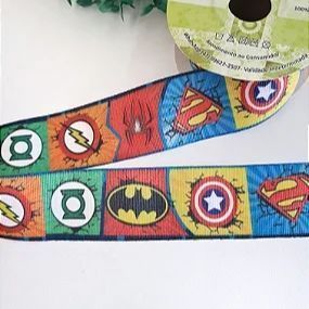 Fita de Gorgorão Estampada 38mm Art Fitas - Pet Super Heróis