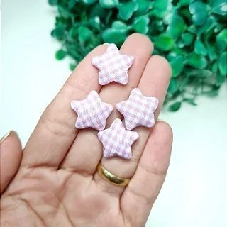 Aplique Estrela Xadrez Pequeno Rosa Bebê - Unidade