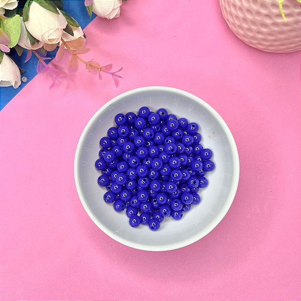 Miçanga Bola Leitosa 8mm 20 gramas - Azul Royal