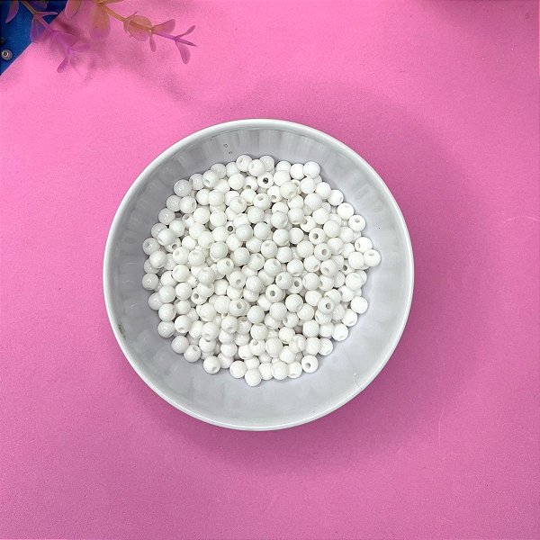Miçanga Bola Leitosa 6mm 20 gramas - Branca