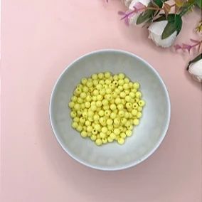 Miçanga Bola Leitosa 6mm 20 gramas - Amarelo Bebê