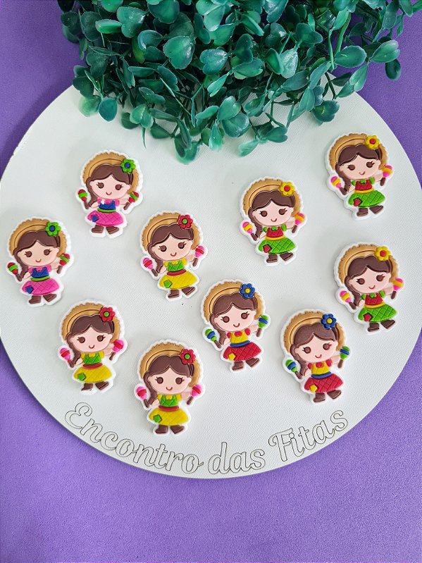 Aplique Emborrachado Menina Caipira com Chocalho - Unidade
