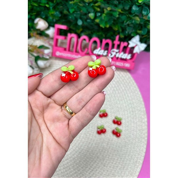 Aplique de Acrílico Cereja Mini (1cm) - Unidade