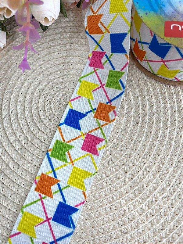 Fita Sinimbu 38mm - Coleção Festa Junina - Bandeirinhas