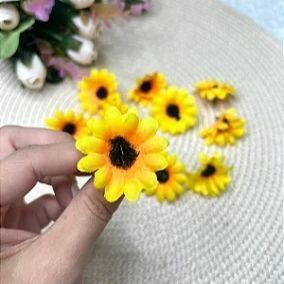 Aplique Flor de Tecido Girassol - Unidade
