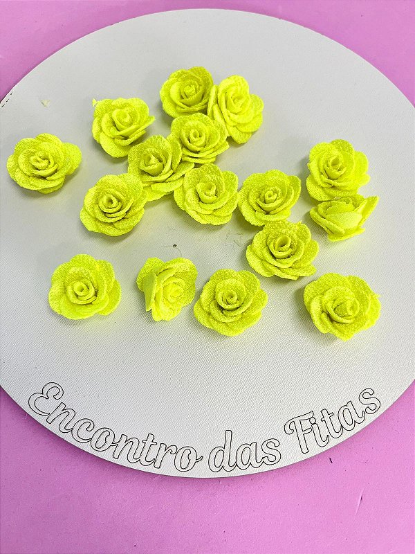Flor de Poliéster Amarelo Neon (2,5cm)